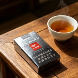 Septwolves Black Cigarettes pack featuring Seven Wolves China Tobacco design, premium filter cigarettes with black packaging and Chinese tobacco branding