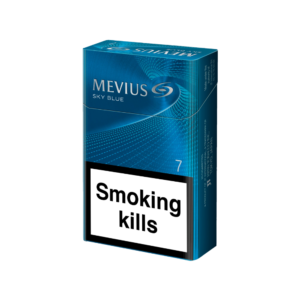 Mevius Sky Blue 7 Japanese cigarette pack premium blue tobacco packaging front view smooth tobacco blend
