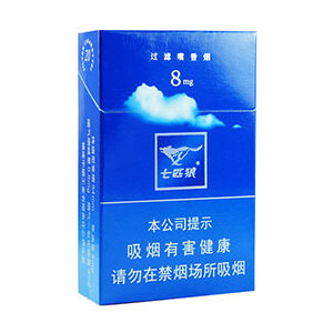 Seven Wolves Blue Pack 8mg Chinese cigarette pack front view blue tobacco packaging