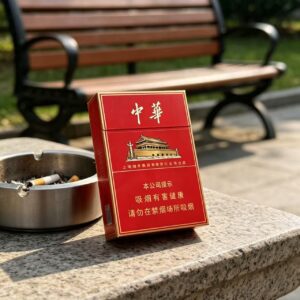Chunghwa Double Mid-Pack Chinese cigarette dual pack premium red tobacco packaging front view imported Chinese cigarettes