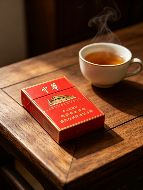 Chunghwa Double Mid-Pack Chinese cigarette dual pack premium red tobacco packaging front view imported Chinese cigarettes