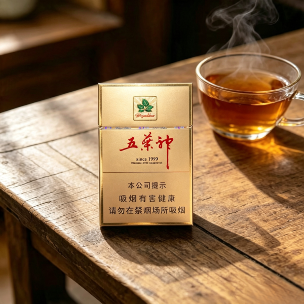 WuYeShen Golden cigarettes premium Chinese tobacco brand gold packaging